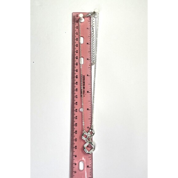 Vintage Avon SAQ signed Double Chain ‘Y’ Necklace geometric Pendant 2006 White - Picture 12 of 15